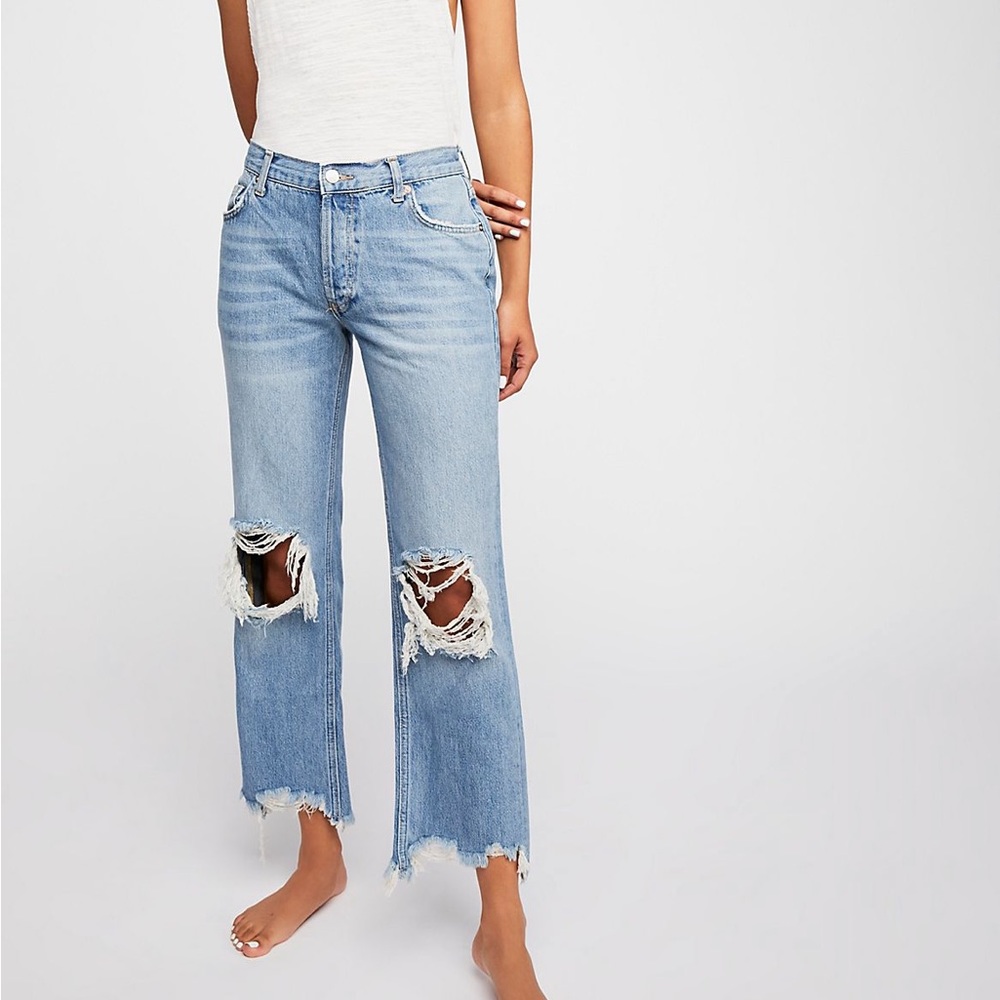 FREE PEOPLE Maggie Mid-Rise Straight-Leg Jeans